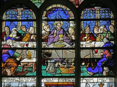 Vidriera que representa la Última Cena (detalle) de French School